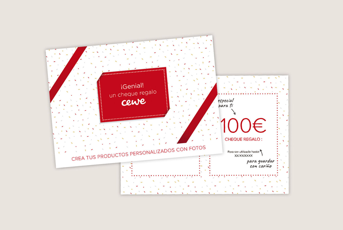 Vale regalo de CEWE para productos personalizados, desde 5€ hasta 100€ válido para todos los productos.