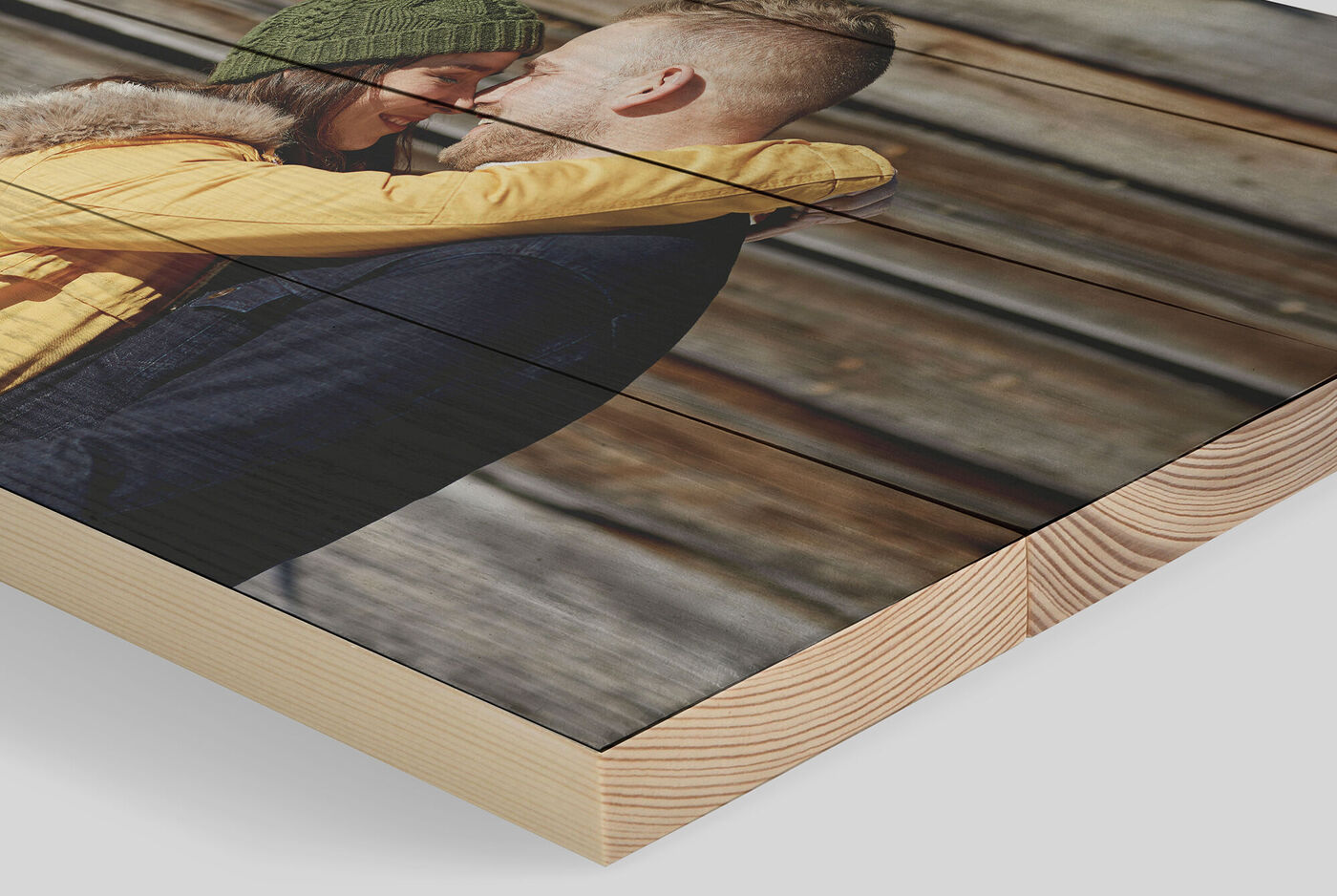 Cuadro con una foto impresa directamente sobre material de madera, aspecto natural y ecológico.
