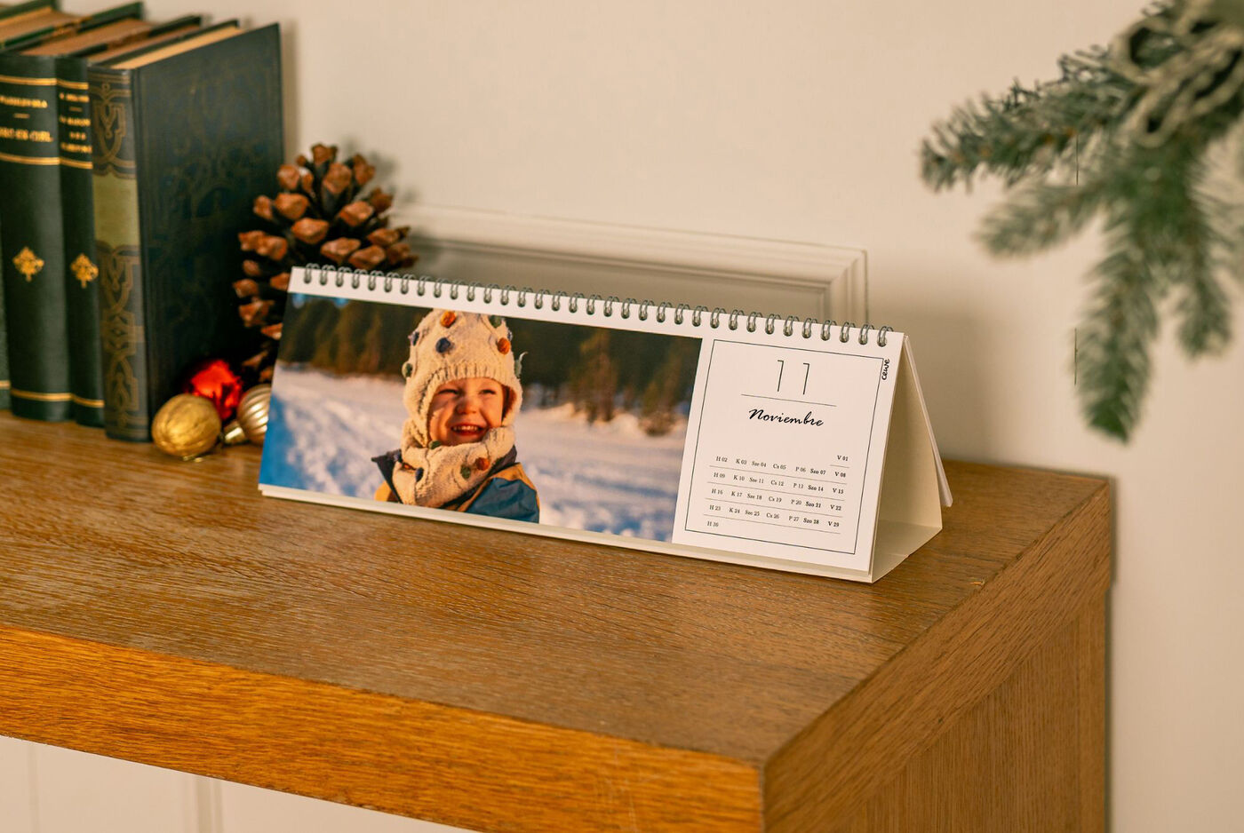 calendario de mesa horizontal con fotos.